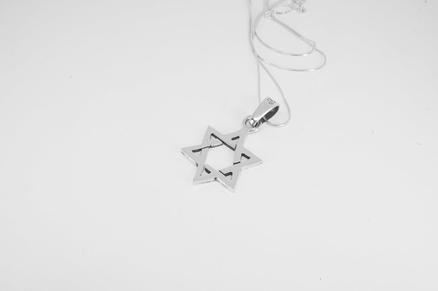 Juego de Dije y Aretes de plata 925, Estrella de David 6 picos