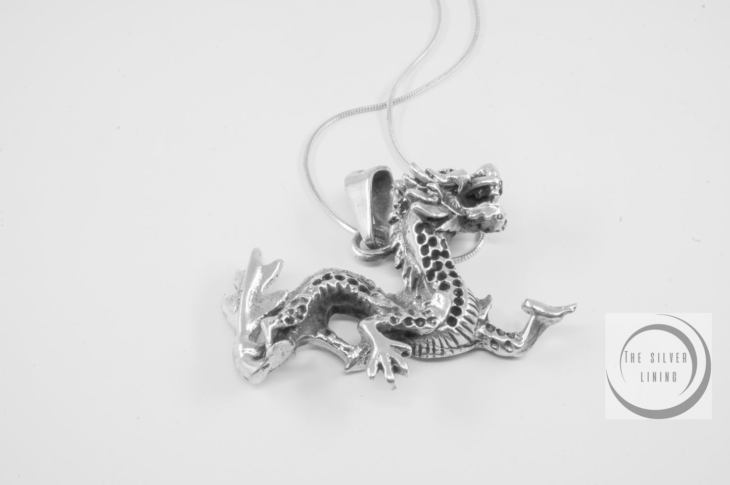 Dije de plata 925, Dragón Chino Danzante con cadena incluída