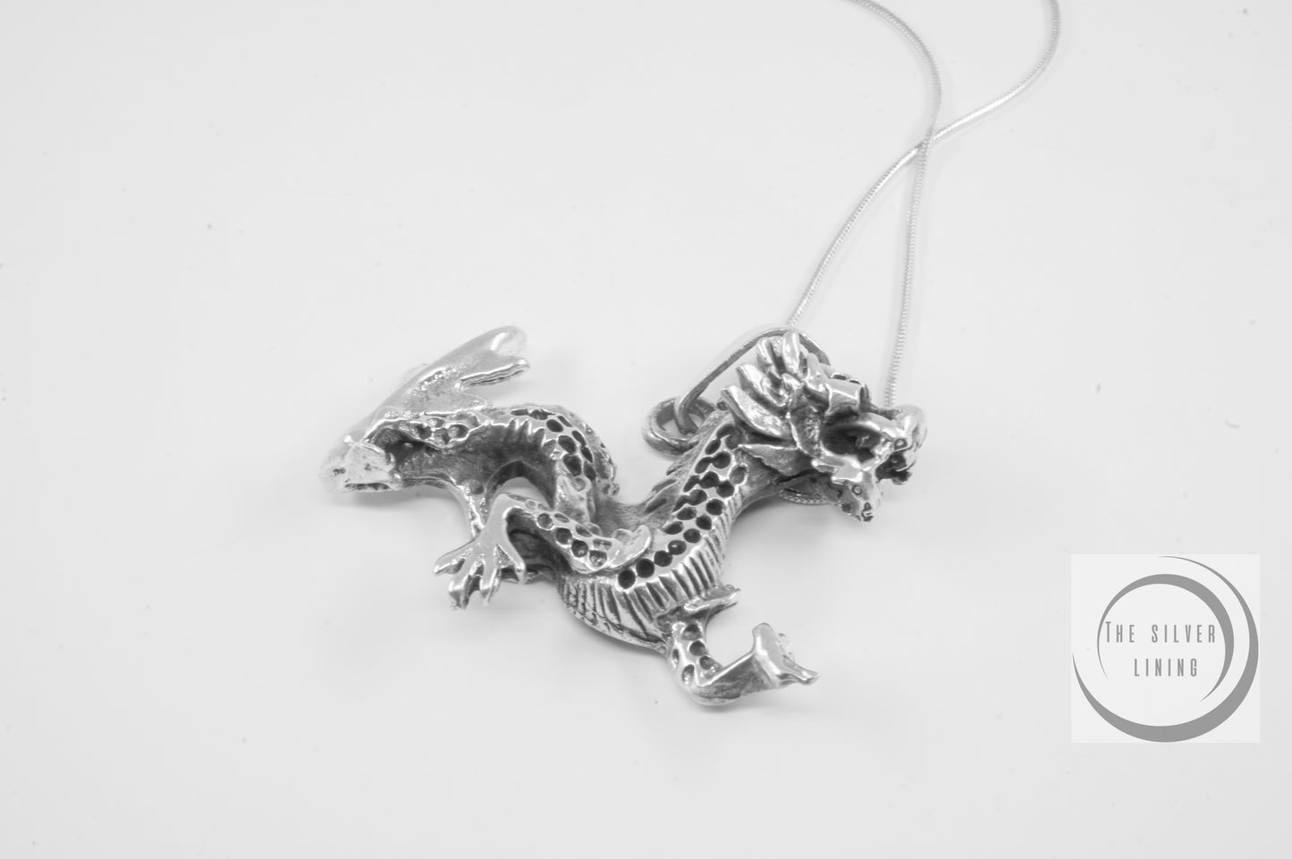Dije de plata 925, Dragón Chino Danzante con cadena incluída
