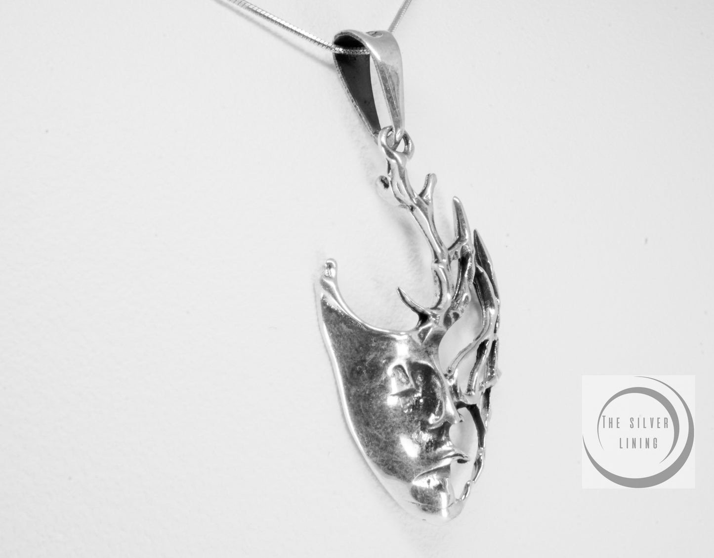 Dije de plata 925, Máscara de teatro mitad solida mitad árbol de vida