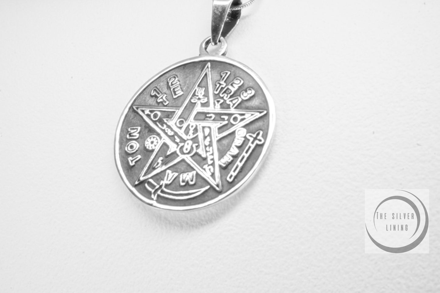 Dije de plata 925, Amuleto Tetragramatron con cadena incluída