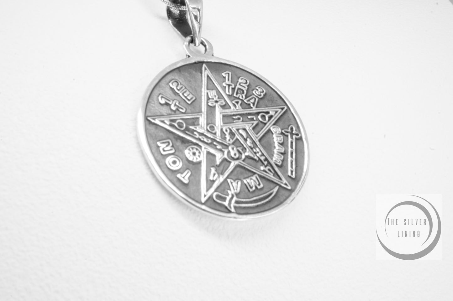 Dije de plata 925, Amuleto Tetragramatron con cadena incluída
