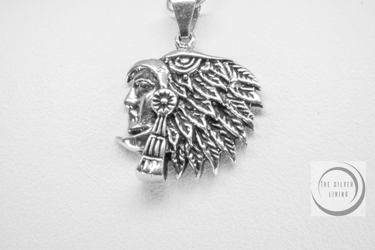 Dije de plata 925, Cabeza de Guerrero Águila (Cuāuhpilli) con cadena incluída