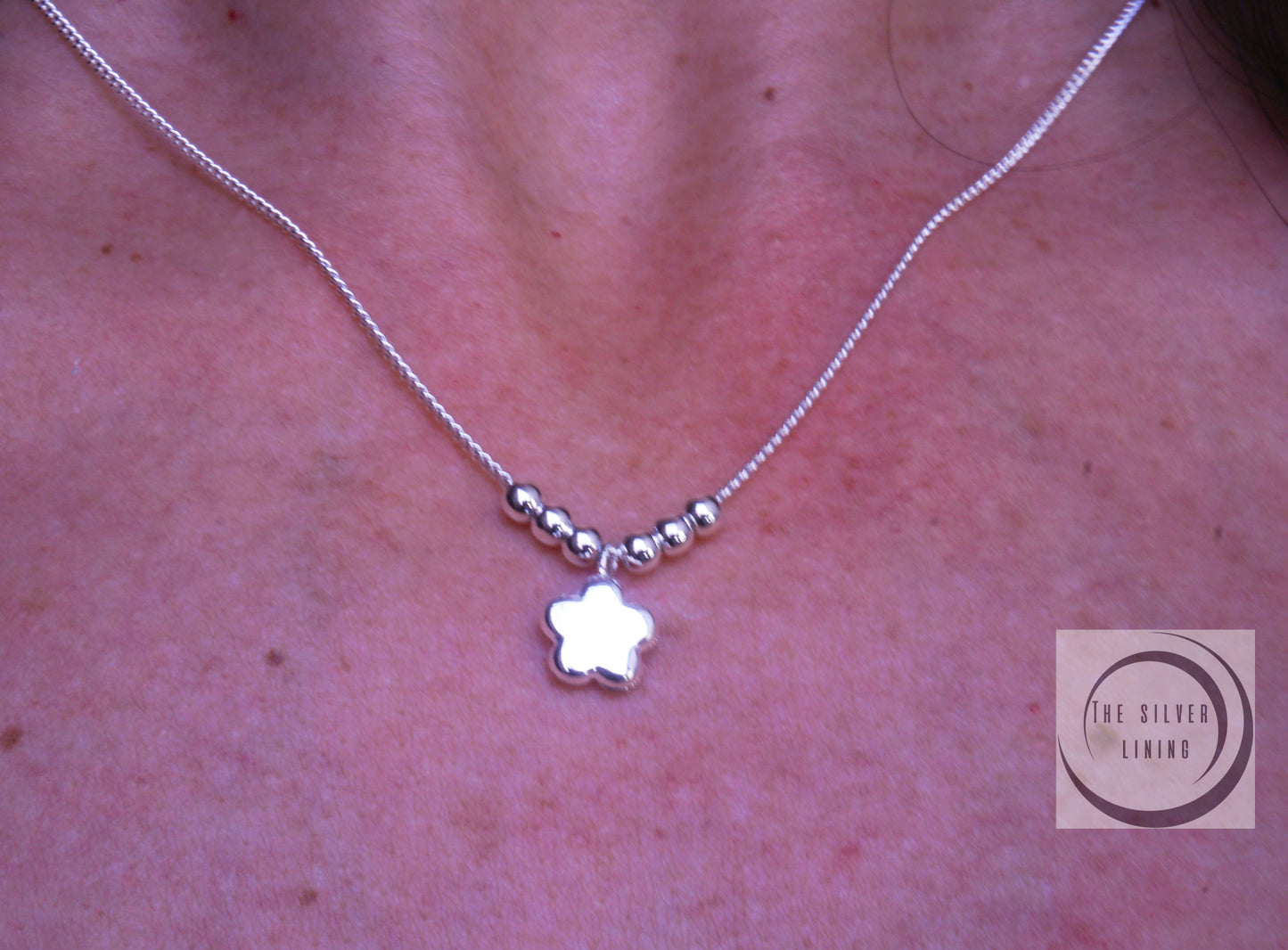 Gargantilla de plata 925, Baby Flor Inflada