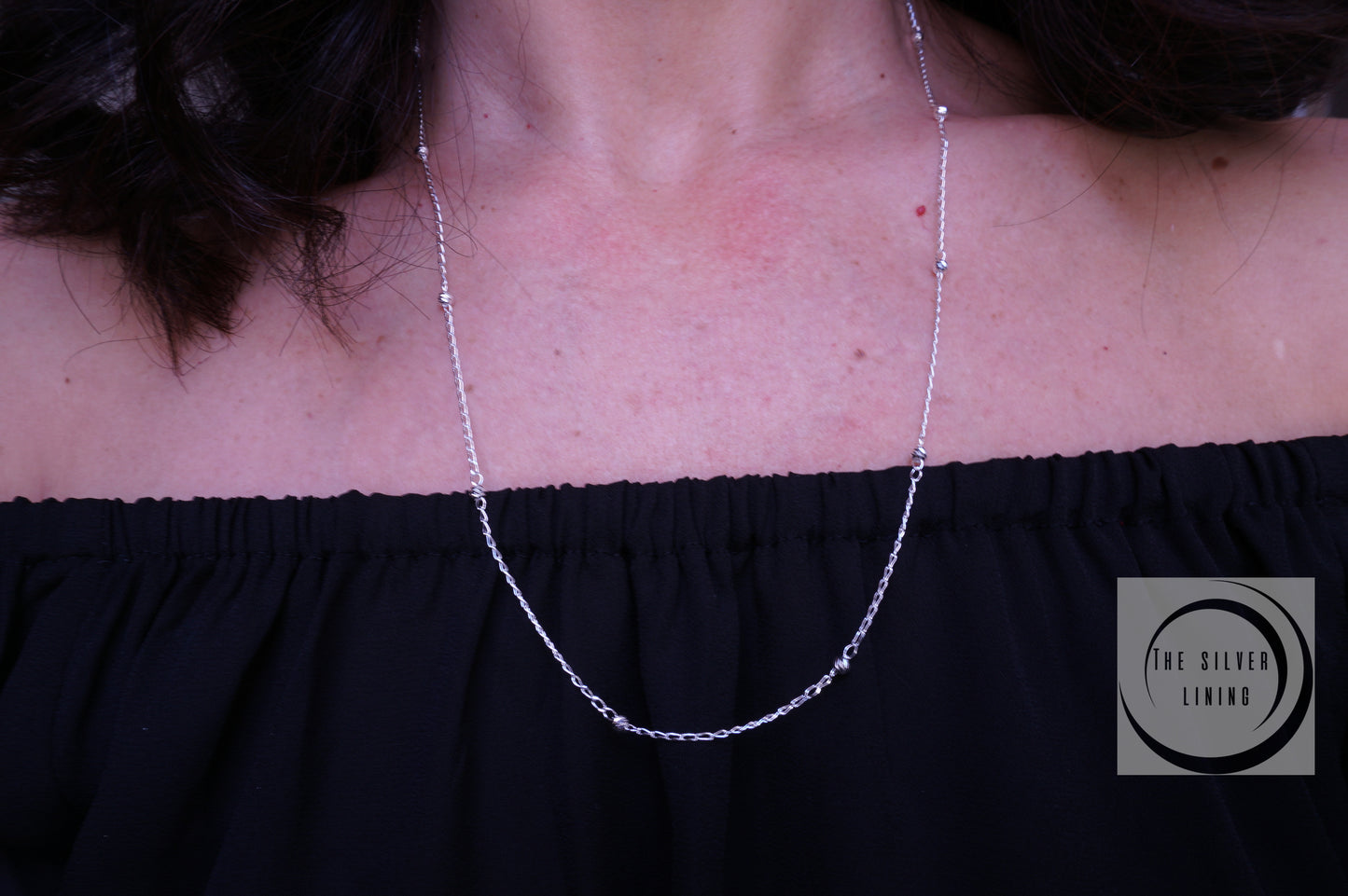 Gargantilla de plata 925, Bibiana con destellos 60cms