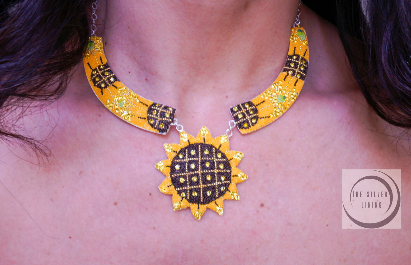 Gargantilla de Plata 925 con Microperla de Girasol con Aretes
