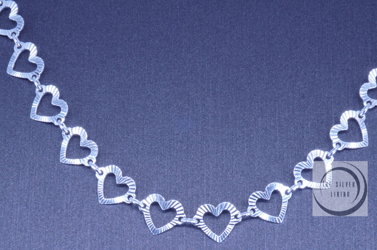 Gargantilla de plata 925, Corazones diamantados