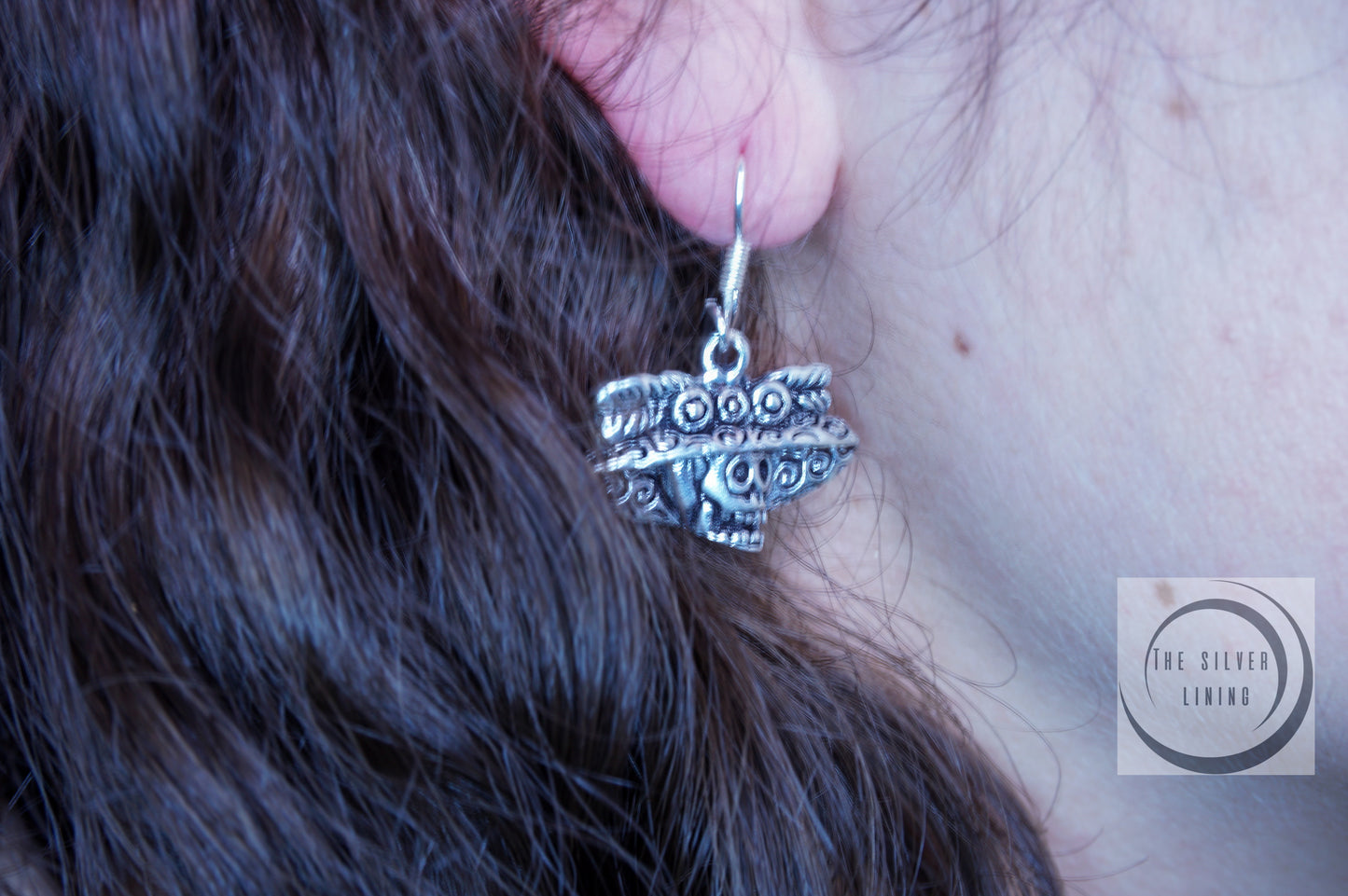Juego de dije y aretes en plata 925, Catrinas con sombrero grande incluye cadena