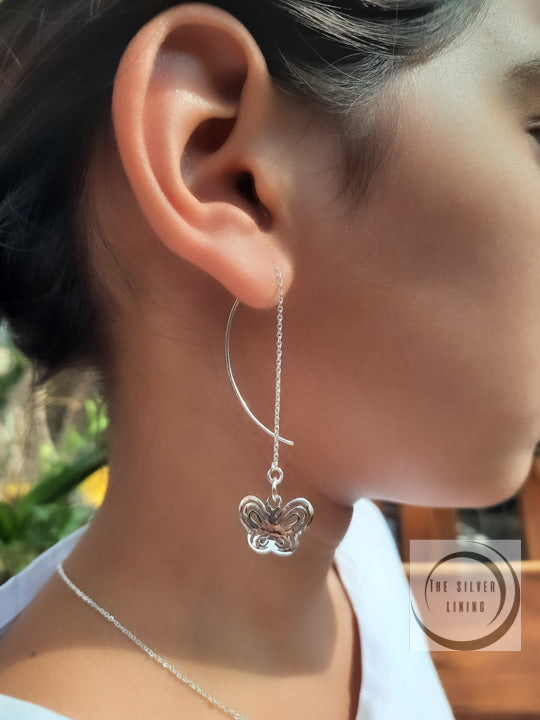 Aretes de plata 925, Mariposa picada