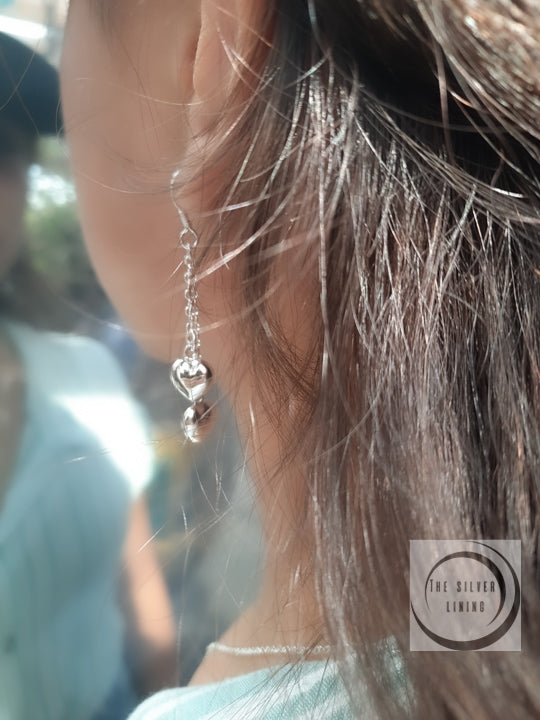 Aretes de plata 925, Péndulos de 2 Corazones