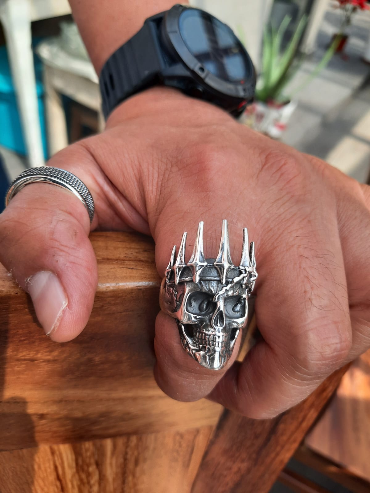 Anillo de Plata 925, Calavera con Corona