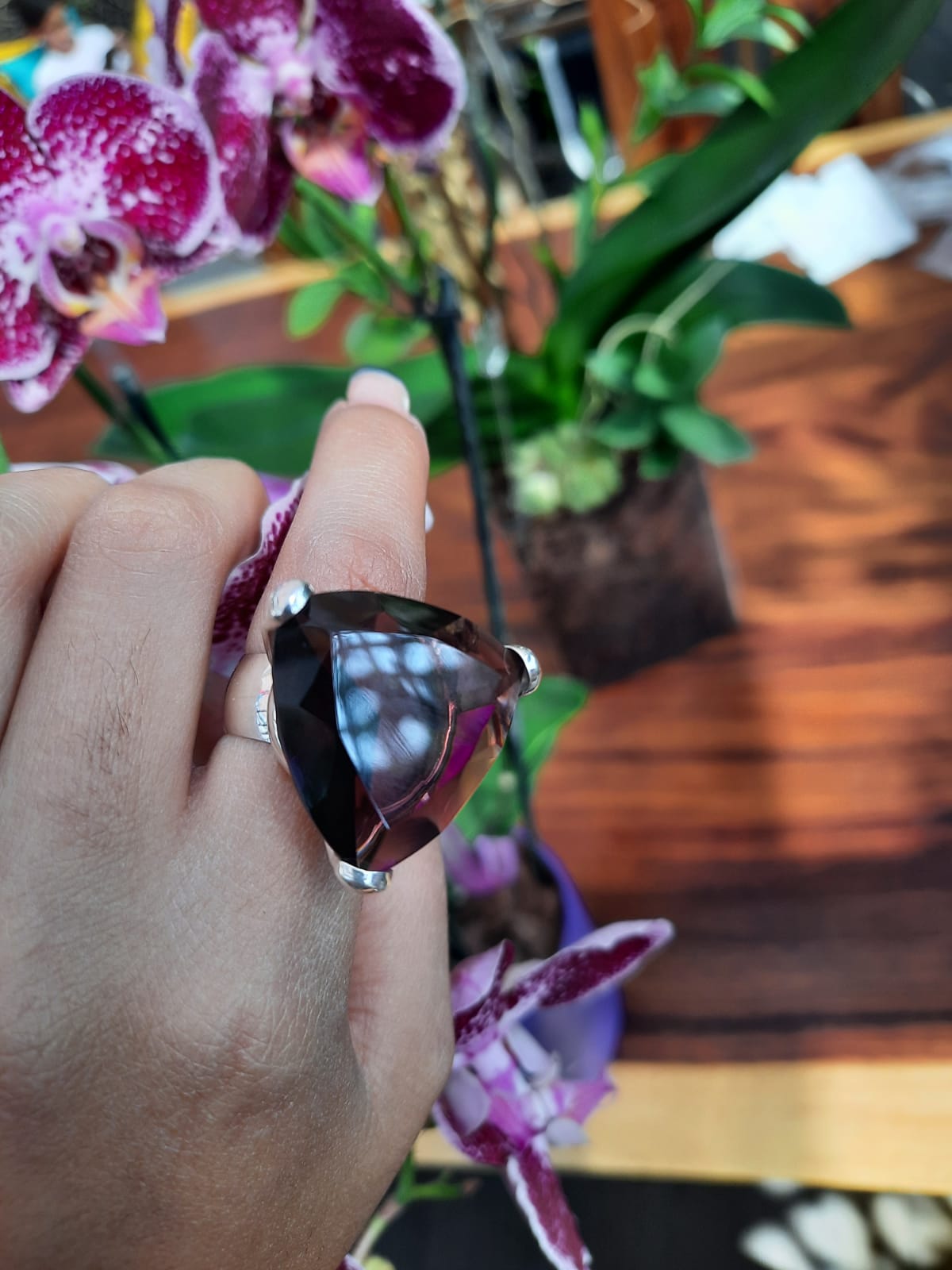 Anillo de plata 925 con cristal triangular