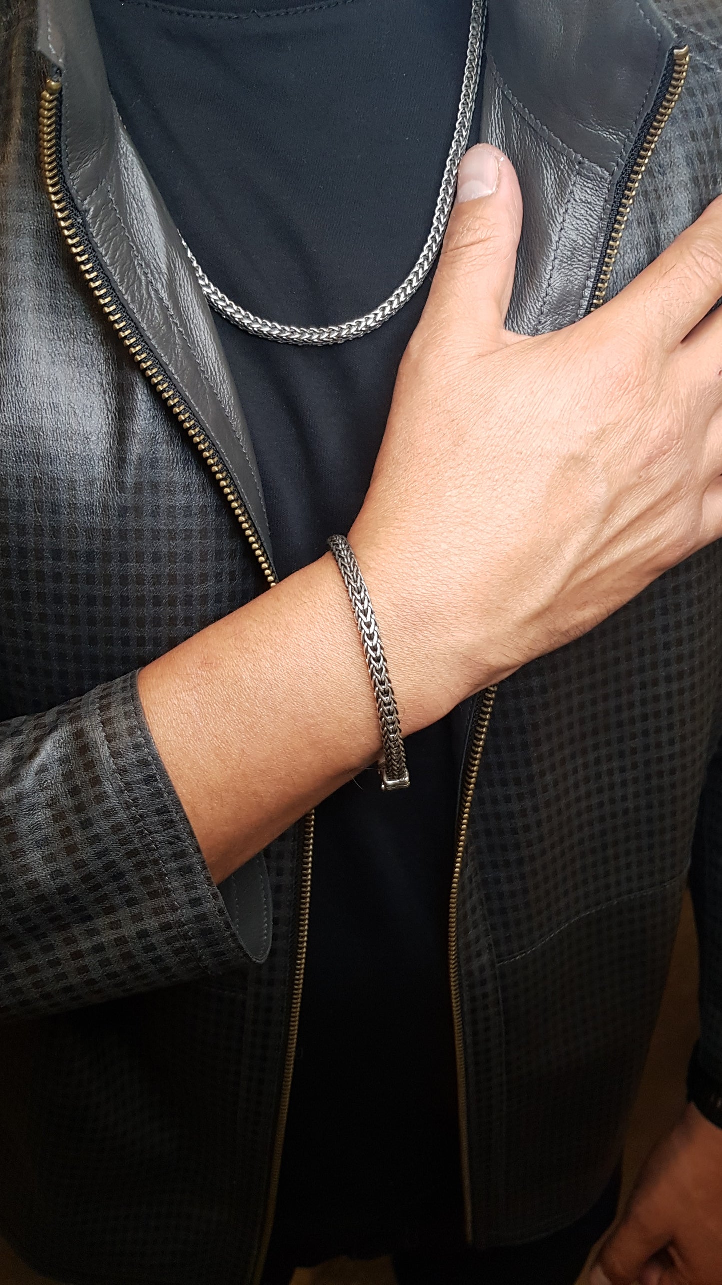 Pulsera de Plata 925, Pulsera de Cadena Doble 20.5cms