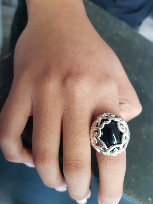 Anillo plata solida 925, diseño místico garigoleado