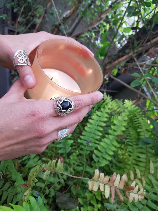 Anillo plata solida 925, diseño místico garigoleado