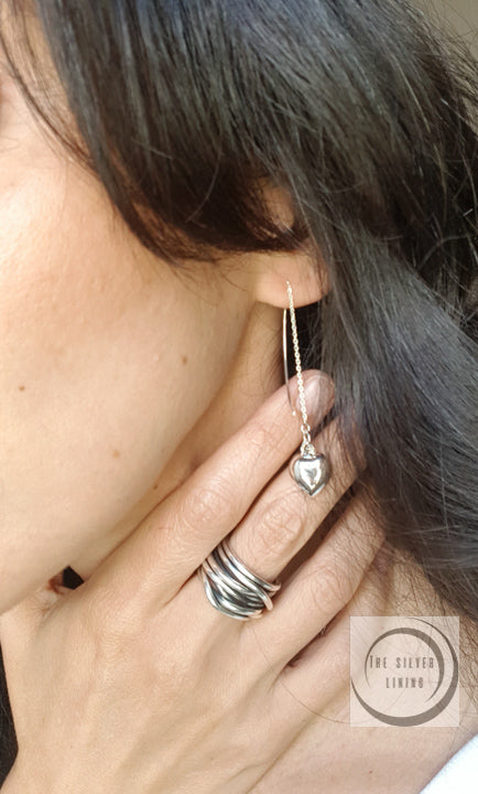 Aretes de plata 925, Corazón baby de globo