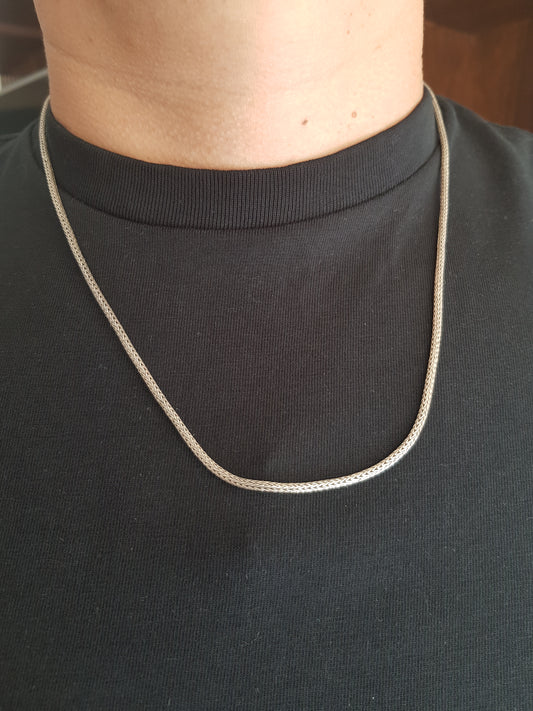 Cadena de plata 925, Tejido Piel de Serpiente 44cms largo