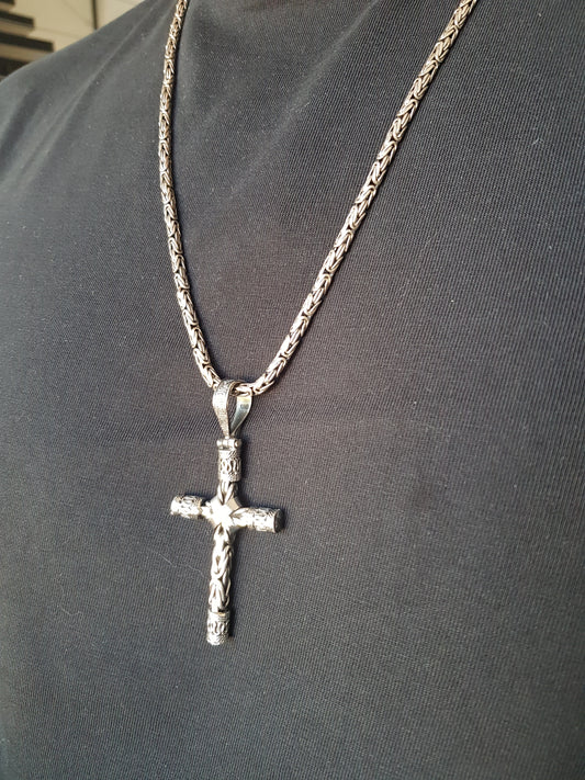 Cadena de plata 925, Tejido Bali de 3mm de grosor y 64cms de largo