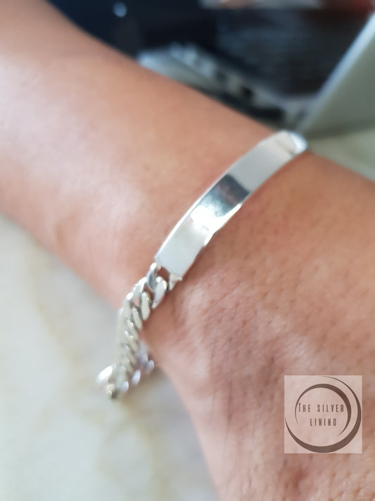 Pulsera (Esclava) de plata 925, Pulsera con tejido de barbada 21cm (8 1/4") largo