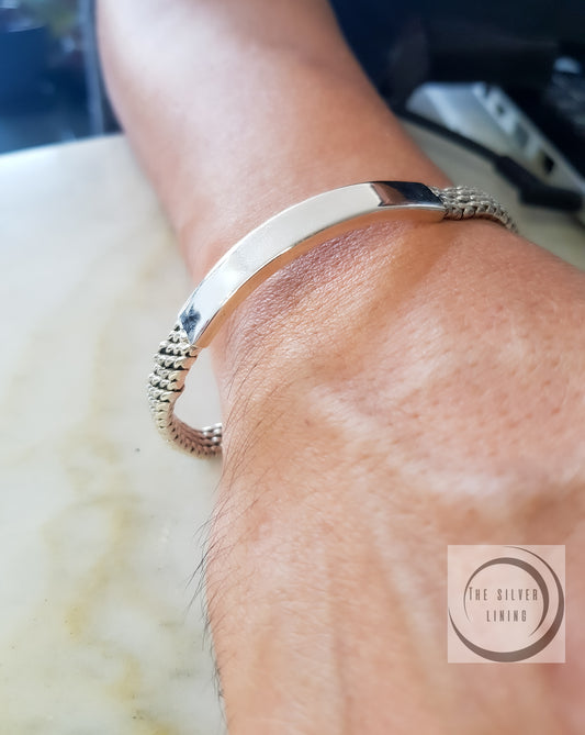 Pulsera (esclava) de plata 925, Tejido Piel de Víbora para Hombre 21cm (8 1/4")