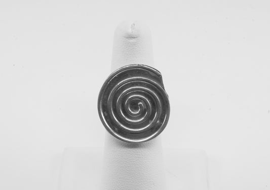 Anillo plata solida 925, espiral plano, talla ajustable