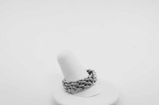 Anillo trenzado plata solida 925, bulky