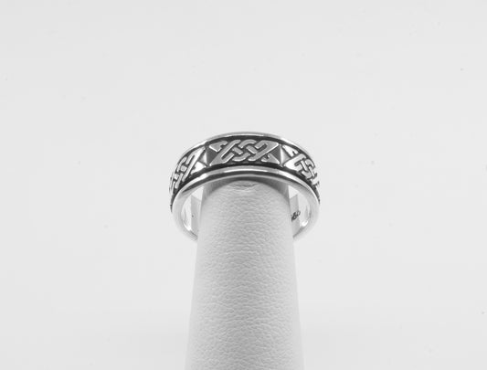 Anillo plata sólida 925, giratorio greca 3 equis