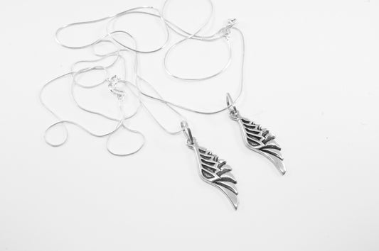 Juego de dijes de plata solida 925, Ala de ángel para compartir (cadenas incluídas)