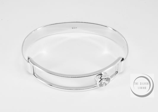 Pulsera de plata 925, desplazamiento con circonia blanca