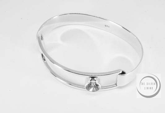 Pulsera de plata 925, desplazamiento con circonia blanca