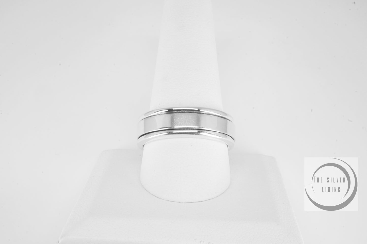 Anillo de plata 925, Spinner liso, estilo minimalista y elegante