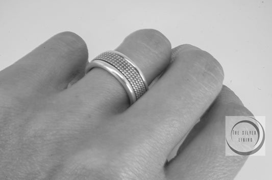 Anillo de plata 925, Spinner con puntos equidistantes