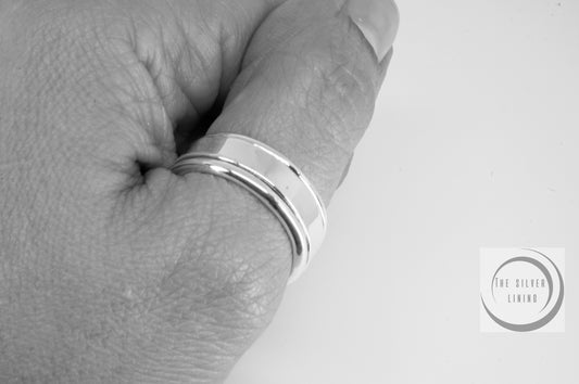 Anillo de plata 925, Spinner liso, estilo minimalista y elegante