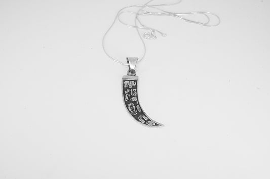 Dije de plata solida 925 Colmillo de la Suerte con cadena incluida
