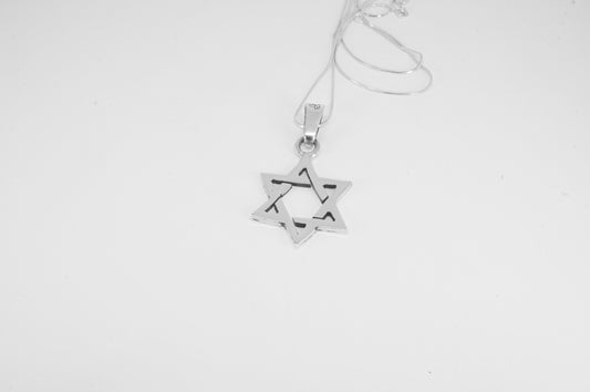 Juego de Dije y Aretes de plata 925, Estrella de David 6 picos