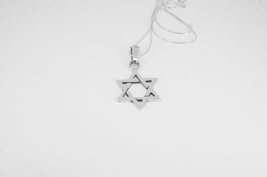 Juego de Dije y Aretes de plata 925, Estrella de David 6 picos