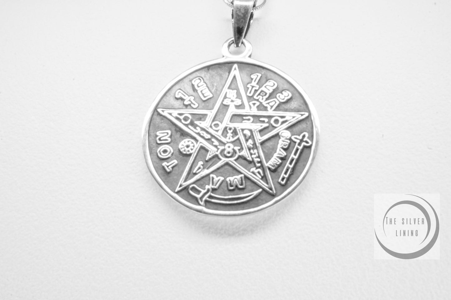 Dije de plata 925, Amuleto Tetragramatron con cadena incluída