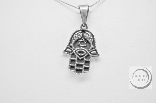 Dije de plata 925, Manita de Fátima con Estrella de David Inscrita