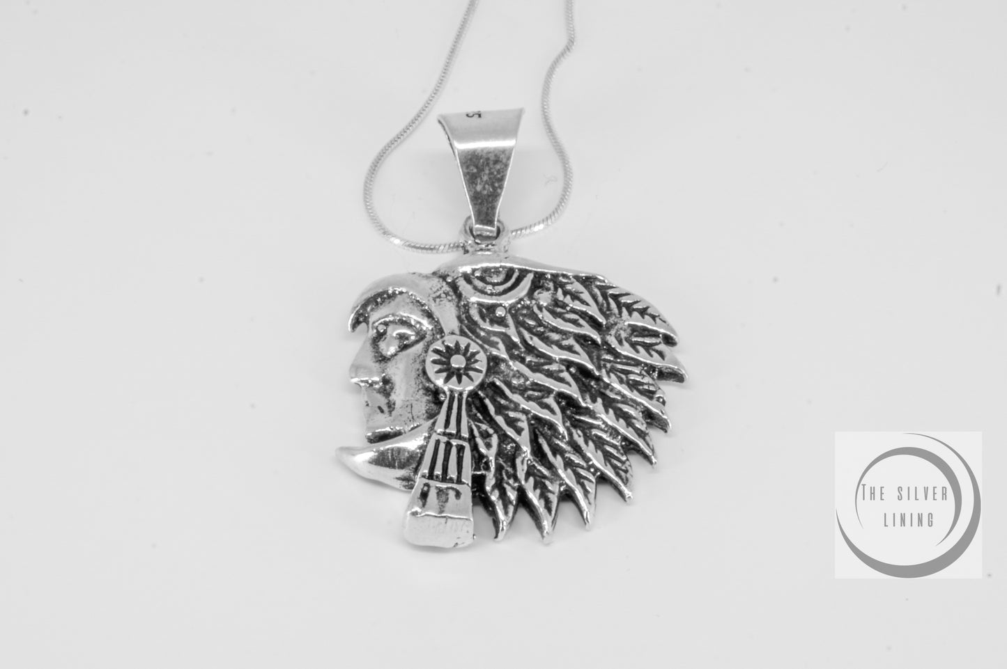 Dije de plata 925, Cabeza de Guerrero Águila (Cuāuhpilli) con cadena incluída