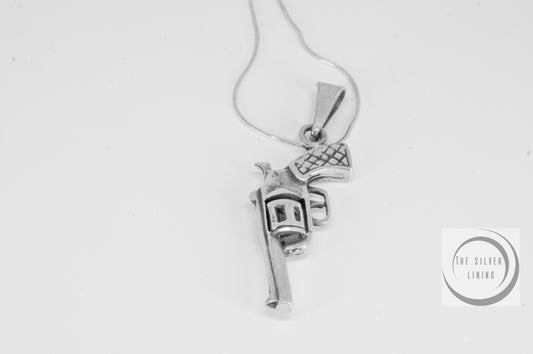 Dije de plata 925, Pistola pequeña con cadena incluída