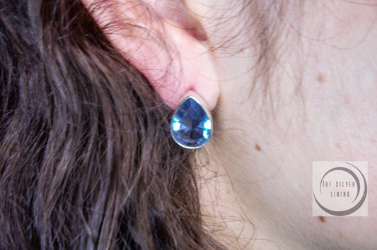 Gargantilla de Hoja Otoñal con Cristal Azul con Aretes de Cristal