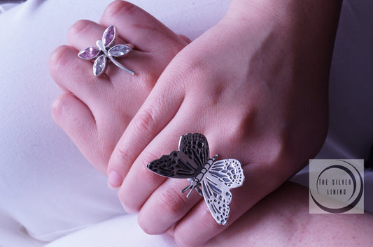 Anillo de plata 925, Mariposa al vuelo calada