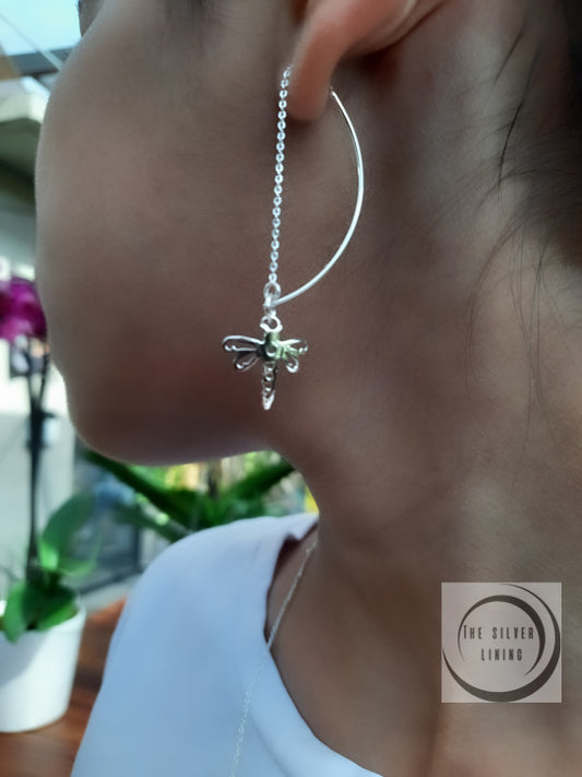 Aretes de plata 925, arete de libélula colgante