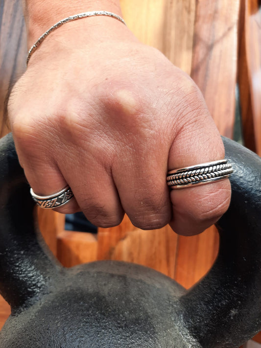 Anillo de Plata 925, Spinner de Cadena Doble