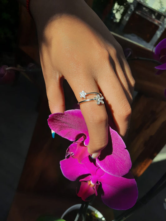 Anillo de plata 925, Margaritas con Zirconias de Calidad Premium