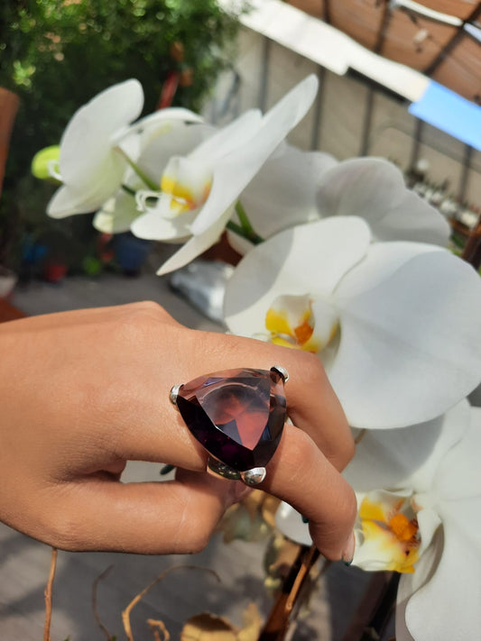 Anillo de plata 925 con cristal triangular