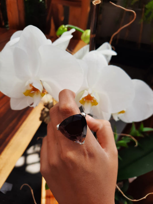 Anillo de plata 925 con cristal triangular