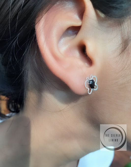 Aretes de plata 925, Set de Girasol y Mariposa de color (set de 2)