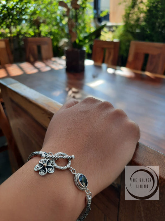 Pulsera de Plata 925 con Óvalo de Zirconia Negra para mujer