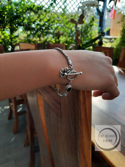 Pulsera de Plata 925 con Óvalo de Zirconia Negra para mujer